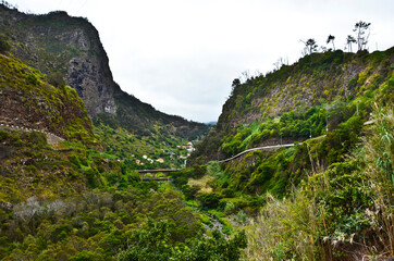 Small town hidden between mountains in Madeira