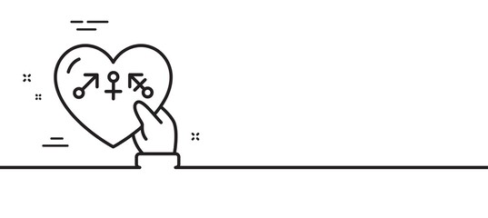 Genders line icon. Inclusion sign. Gender diversity symbol. Minimal line illustration background. Genders line icon pattern banner. White web template concept. Vector