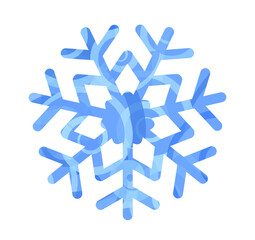 Blue snowflake isolated on white background. Cartoon cold crystal. Winter symbol. New year and christmas sign. Vector.
