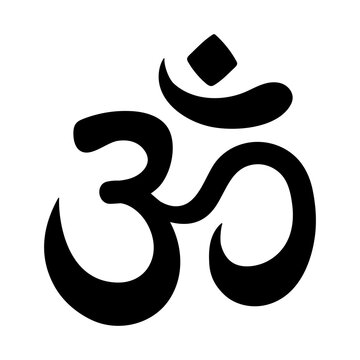 Indian symbol Shiva om. Hinduism, buddhism religion and culture.  Sacred philosophical sign. Yoga, meditation. Flat style in vector illustration.