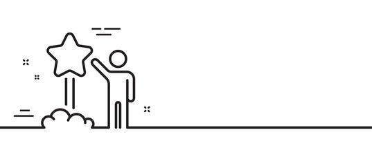 Launch star line icon. Feedback rating sign. Customer satisfaction symbol. Minimal line illustration background. Star line icon pattern banner. White web template concept. Vector