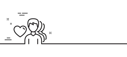 Couple Love line icon. Group of Men sign. Valentines day symbol. Minimal line illustration background. Man love line icon pattern banner. White web template concept. Vector