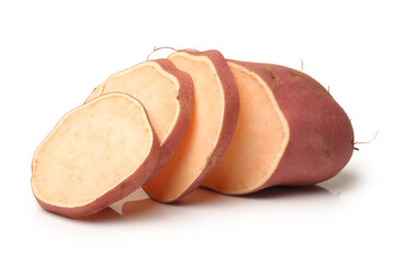 sweet potatoes on the white background