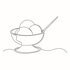 Continuous line drawing of delicious and cool fresh ice cream cup. Single one line art of sweet ice cream dessert. Vector illustration