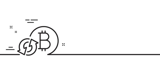 Bitcoin line icon. Refresh cryptocurrency coin sign. Crypto money symbol. Minimal line illustration background. Refresh bitcoin line icon pattern banner. White web template concept. Vector