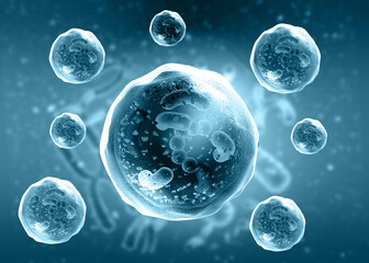 Obraz na płótnie Canvas Microscopic view of human cells. 3d illustration