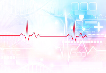 ECG Electrocardiography medical background. 3d illustration.