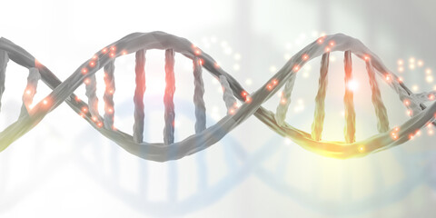 DNA strands on scientific background. 3d illustration.