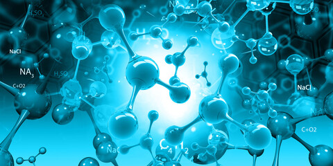 Abstract molecules chemistry background. 3d illustration.