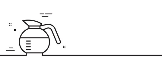 Coffeepot line icon. Coffee Hot drink sign. Brewed fresh beverage symbol. Minimal line illustration background. Coffeepot line icon pattern banner. White web template concept. Vector