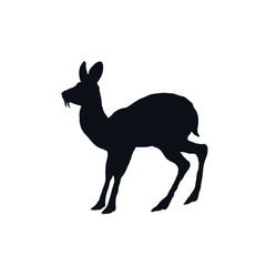 Siberian musk deer or moschus moschiferus logo icon sign Deer symbol emblem Rare endangered animal Natural design Fashion print apparel greeting invitation card cover flyer poster banner education ad