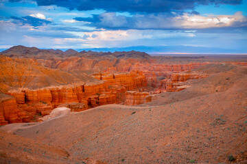 Natural unusual landscape red canyon of unusual beauty is similar to the Martian landscape, the Charyn canyon © Vera