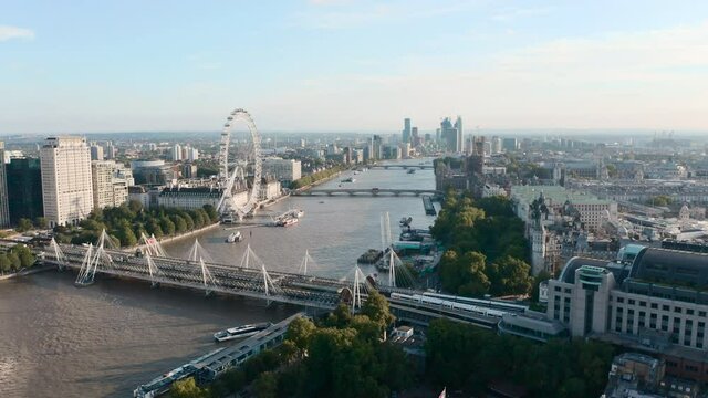 Aerial Drone London River Thames