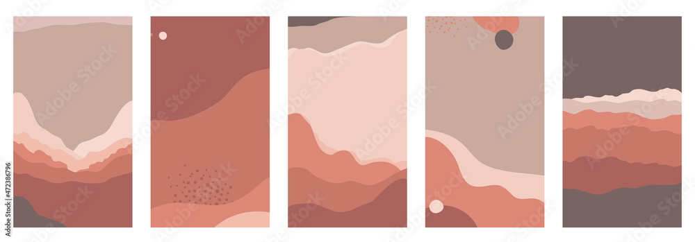 Poster Vector set of abstract creative backgrounds in minimal trendy style with copy space for text - design templates for social media stories - simple, stylish and minimal wallpaper designs for invitations