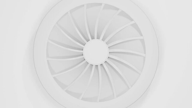 light gray animated background. rotating blades of a white turbine. 3d render