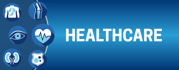 Naklejka premium Healthcare Banner Background Illustration with Flat Medical Icons