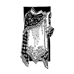 black and white illustration of the royal cape
