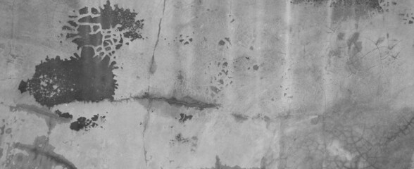 Panorama horizontal dark old cement wall for the background, Texture of a grungy black concrete wall as background.