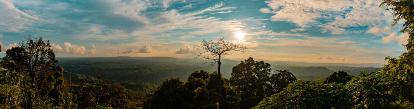 panoramic view of sunset in the mountains