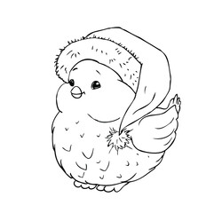 cartoon bird in a Christmas hat