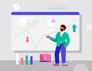Stock market investment concept. Man analyzing financial statistics