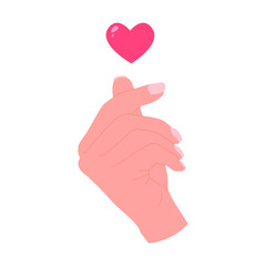K-Pop. Korean symbol hand heart. Design element for poster.