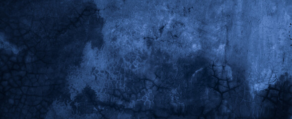 Panorama rich blue and black background texture, Concrete cement texture for background blue color and design.