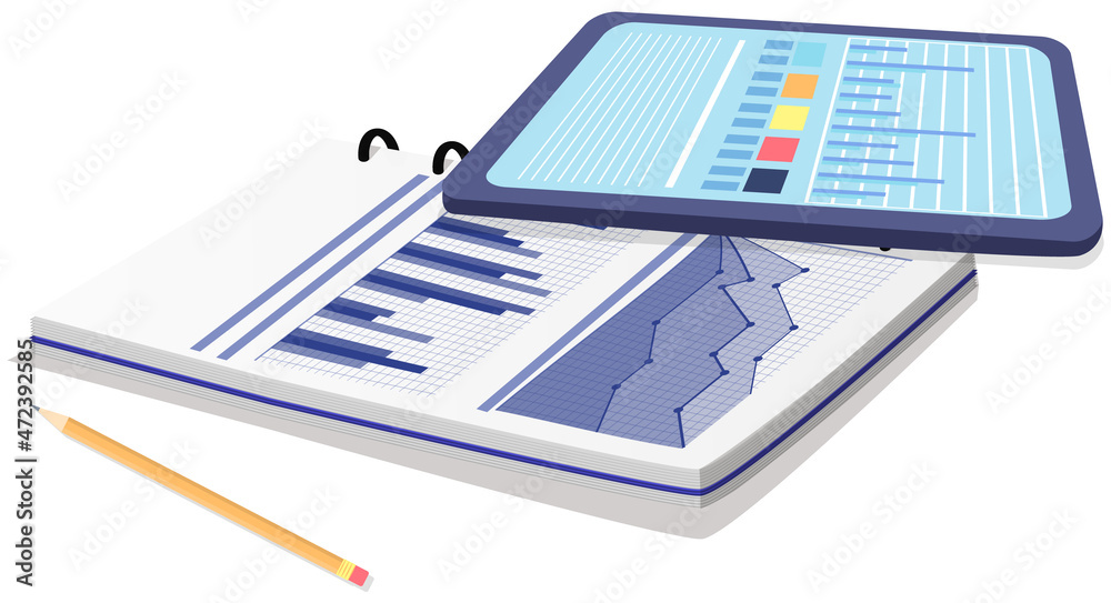 Poster visualize with business analytics. work with statistical data analysis, changing indicators. analyze