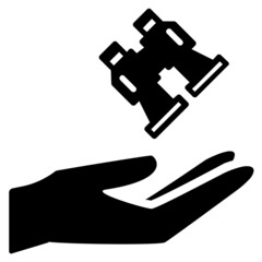 binoculars on hand icon