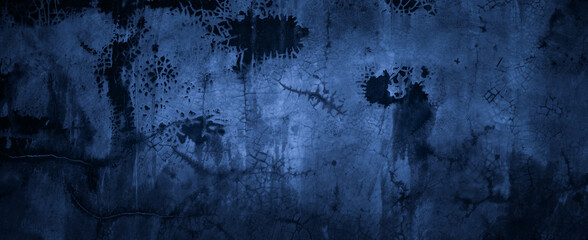 Panorama rich blue and black background texture, Concrete cement texture for background blue color and design.