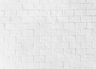 White brick wall. Grunge old brick room textured background for wallpaper and graphic web design. Surface of gray brick wall horizontal. Cement texture for pattern and backdrop.