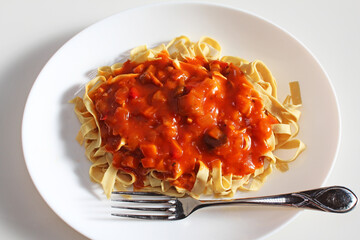 低糖質食品　豆腐皮のトマトソースパスタ風（ソイトマトソースパスタ）