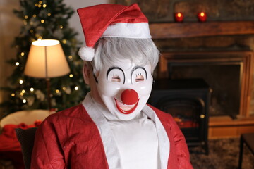 Freaky Santa Claus with clown face