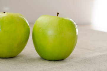 Two Clouse-up macro green apple
