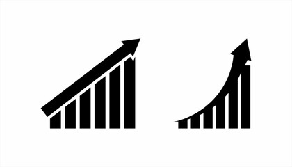 Growing graph simple icons set. The graph is growing. Vector illustration.