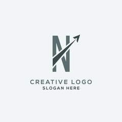 N letter initial incorporated with Arrow logo design vector illustration. Usable for Business and logistic Logos, Flat Vector Logo Design Template, vector illustration