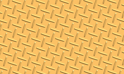 Yellow seamless geometric pattern. Engraving Metal Texture. 3d illustration 