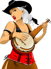 Girl and banjo