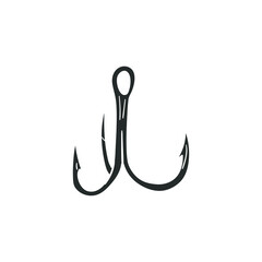 Hook Icon Silhouette Illustration. Metallic Sharp Vector Graphic Pictogram Symbol Clip Art. Doodle Sketch Black Sign.
