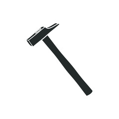 Hammer Icon Silhouette Illustration. Industry Repair Tool Vector Graphic Pictogram Symbol Clip Art. Doodle Sketch Black Sign.