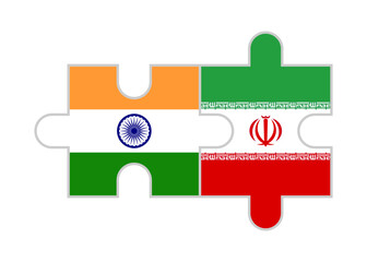 Fototapeta premium puzzle pieces of india and iran flags. vector illustration isolated on white background