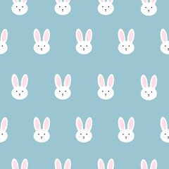 A cute cartoon white rabbit seamless pattern