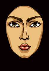 Woman face. Vector drawing icon