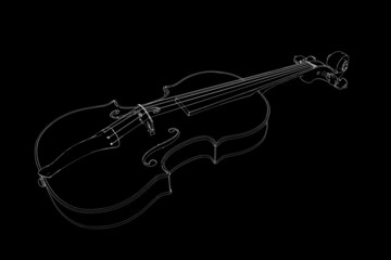 Obraz premium Violin. Musical instruments. Vector dashed outline illustration.