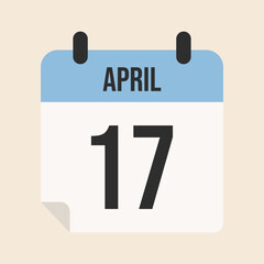 April 17th Calendar Page  Flat Vector Design