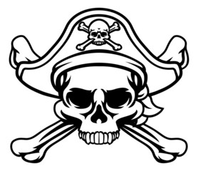 Pirate Hat Skull and Crossbones Cartoon