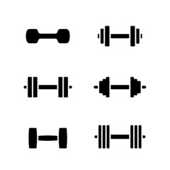 Dumbbell icon vector illustration set. Gym sport fitness equipment pictogram on white background