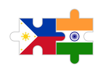 puzzle pieces of philippines and ndia flags. vector illustration isolated on white background