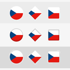 Czech Republic flag icons set, vector flag of Czech Republic.