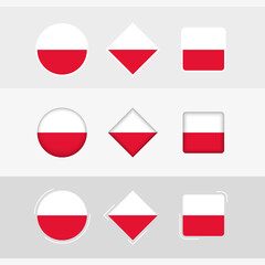 Poland flag icons set, vector flag of Poland.